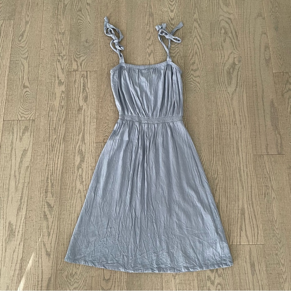 Size 4 H&M Blue Creped Tie shoulder dress
